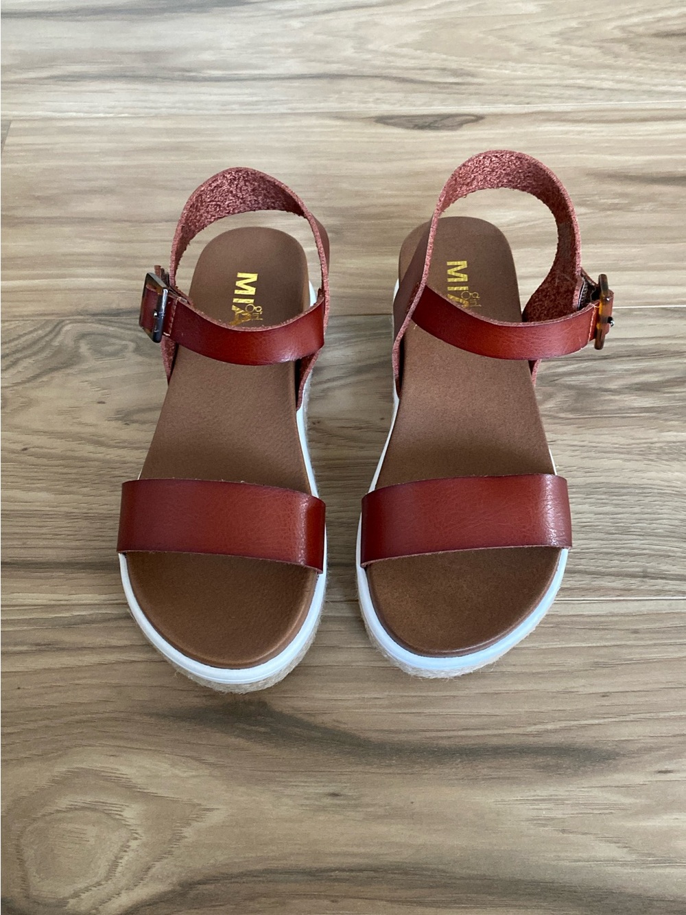 MIA Soft Red Leather Platform Sandals